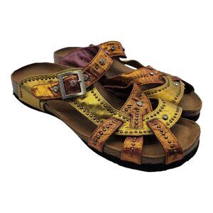 EuroWellness RARE Multicolored Shiny Metallic Rhinestone Sandals Sz 7